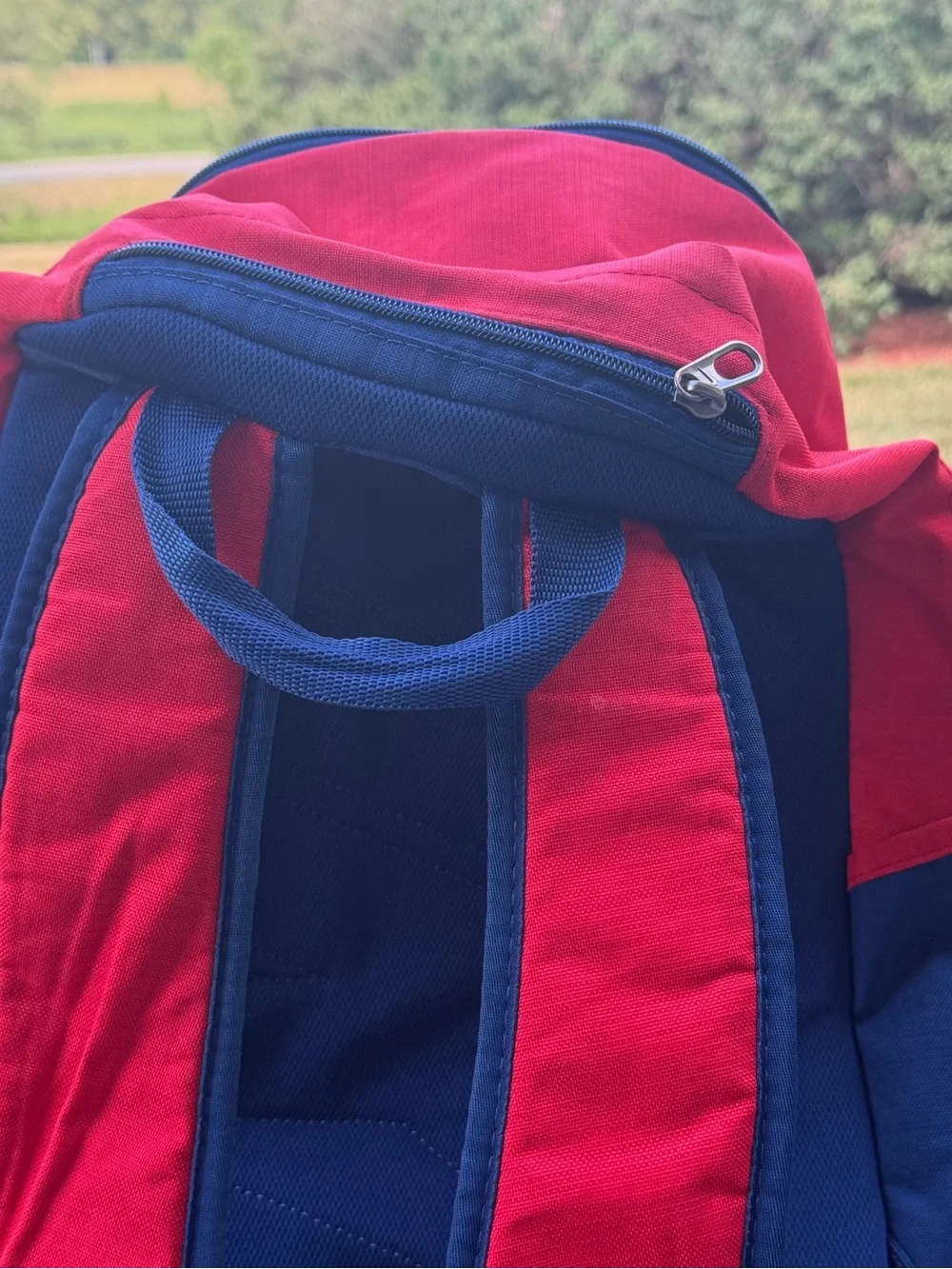 Nike Red and Navy Men's Backpack with White Swoosh